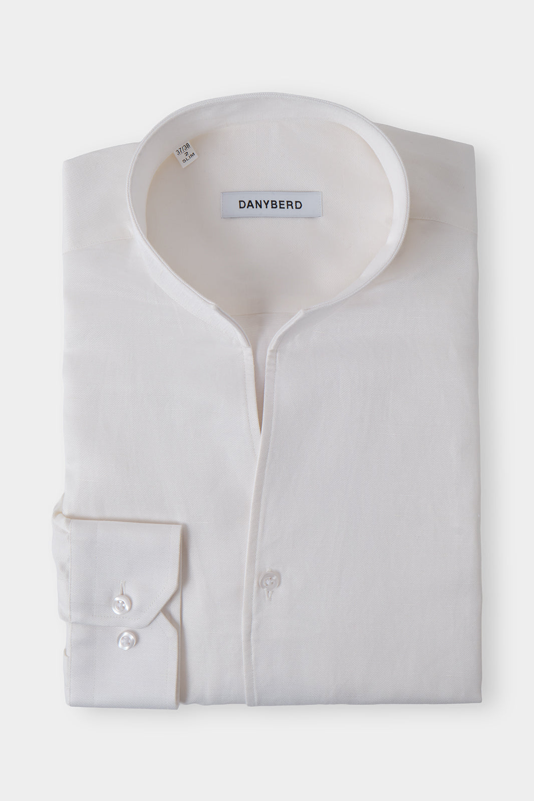 Chemise col indien en lin et soie couleur blanche