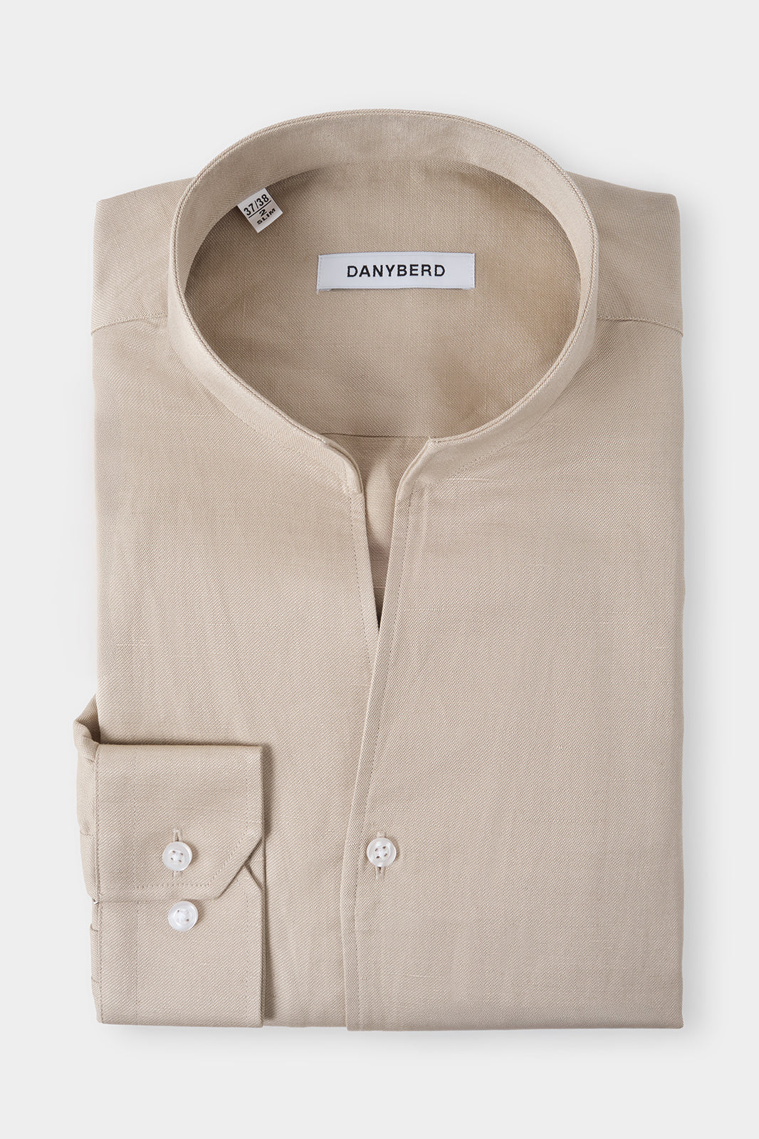 Chemise col indien en lin et soie couleur Beige