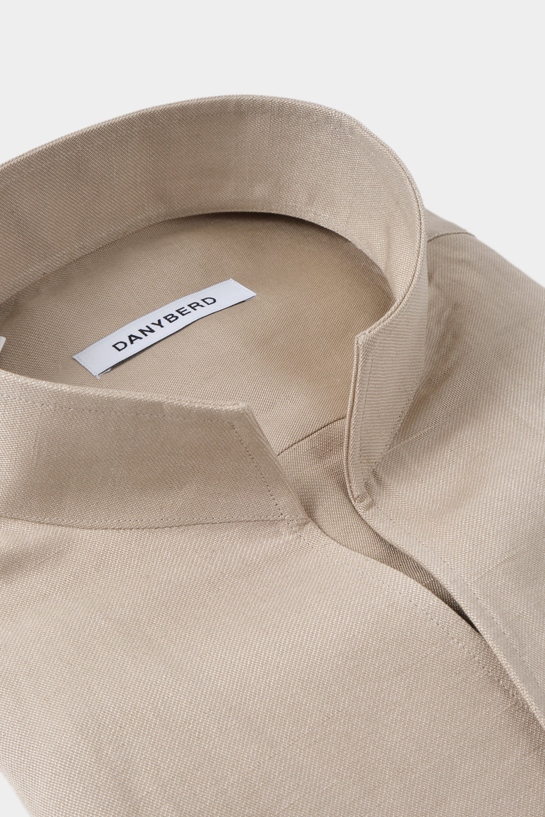 Chemise col indien en lin et soie couleur Beige