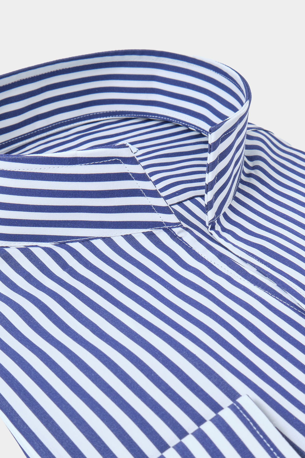 Chemise col indien - Marine à rayures blanches moyennes