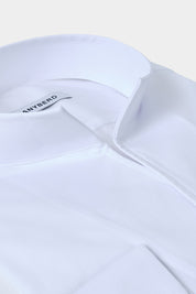 Chemise col indien en coton mélangé - Blanche