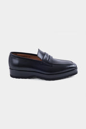 Mocassins en cuir patiné avec semelle compensée et crantée
