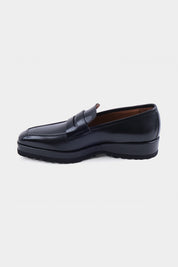 Mocassins en cuir patiné avec semelle compensée et crantée
