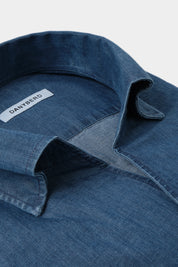 Chemise col indien avec boutonnage sous patte - Jeans