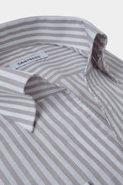 Chemise col capri en coton et lin rayée - Blanc et Gris