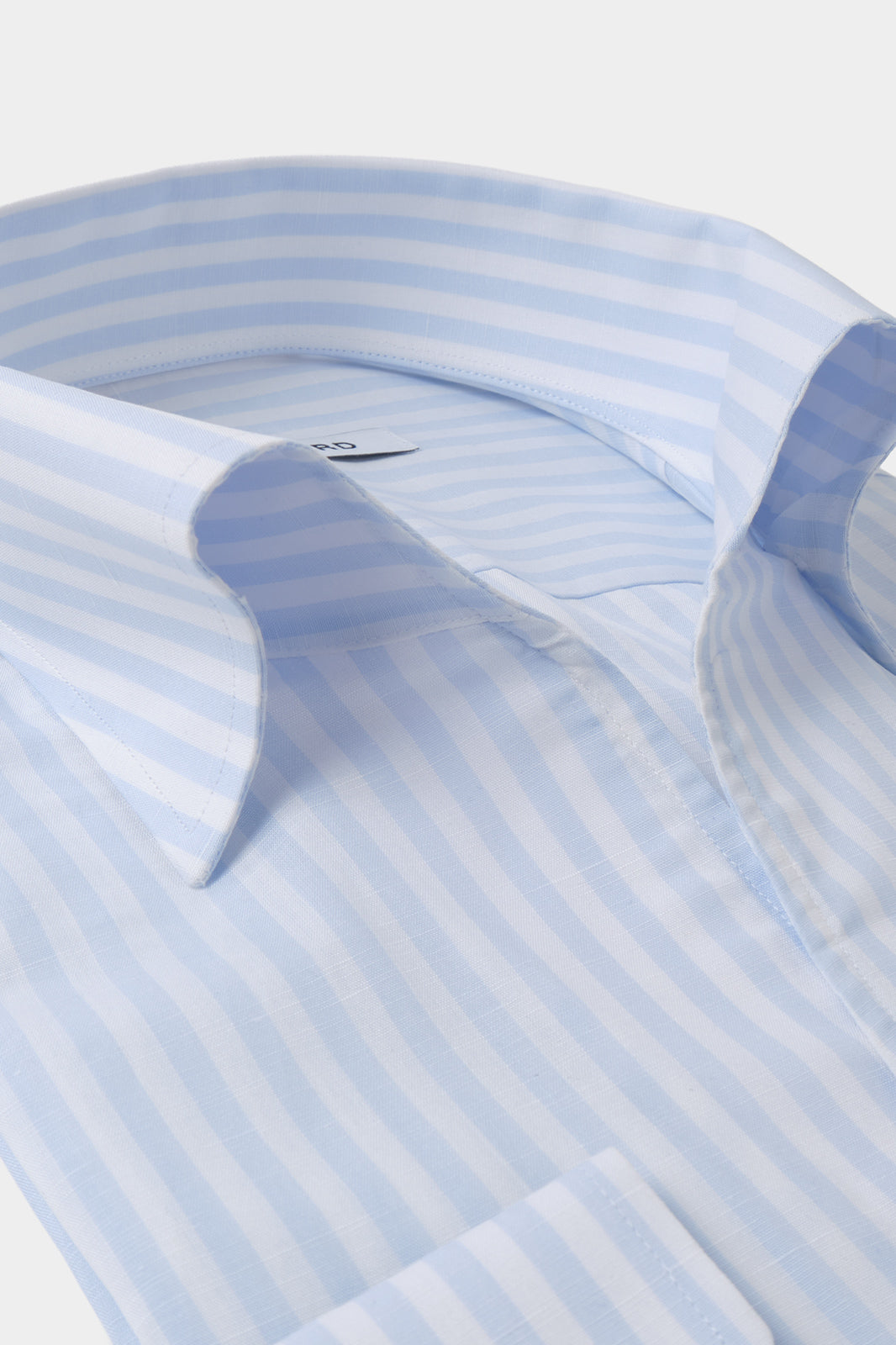 Striped cotton and linen Capri collar shirt - White and Blue