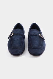 Mocassins en peau avec boucle - Marine