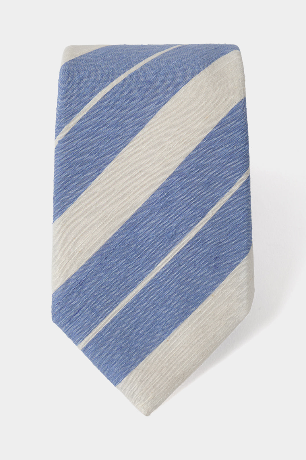 Striped 100% silk tie - White and blue - to be checked by Dorit