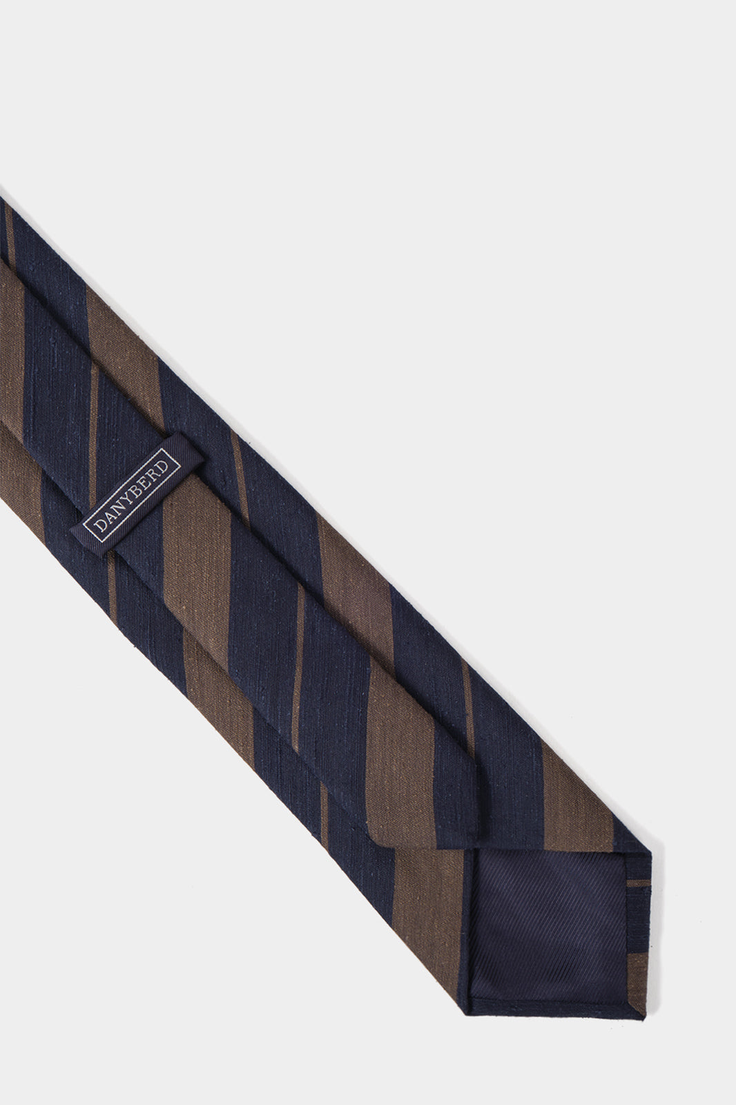 Striped 100% silk tie - Navy and brown - to be checked by Dorit