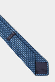 100% silk tie - Navy sky check print - to be checked by Dorit