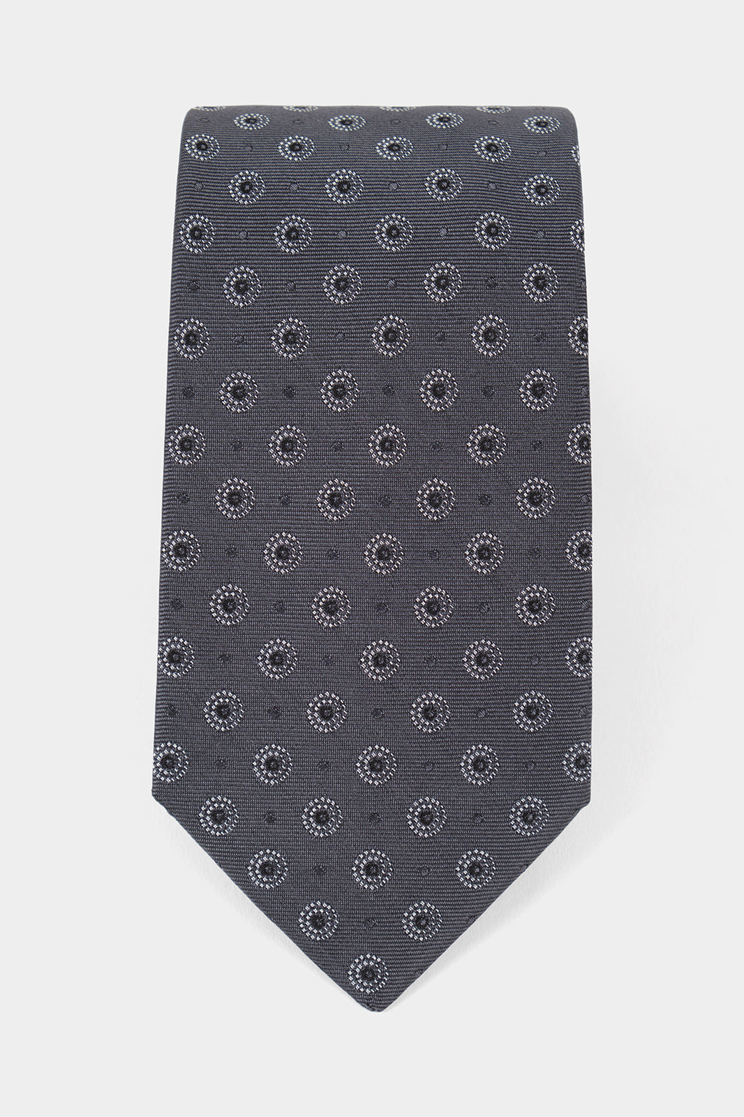 Cravate 100% soie - Gris foncé à motif cercle