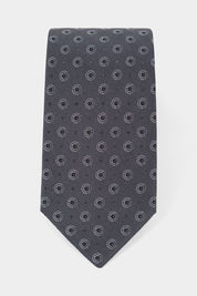 Cravate 100% soie - Gris foncé à motif cercle