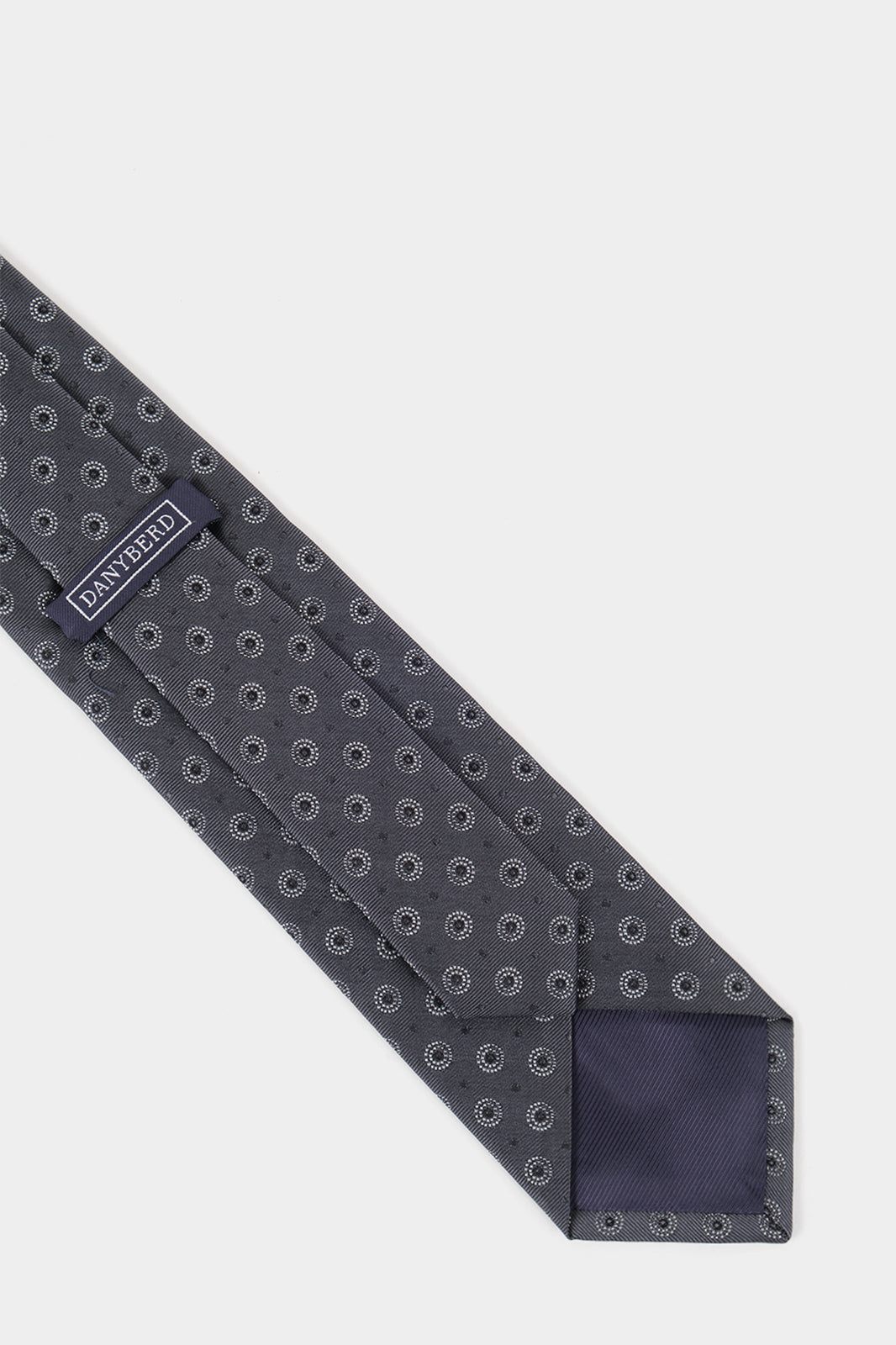 Cravate 100% soie - Gris foncé à motif cercle