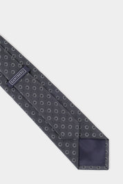 Cravate 100% soie - Gris foncé à motif cercle