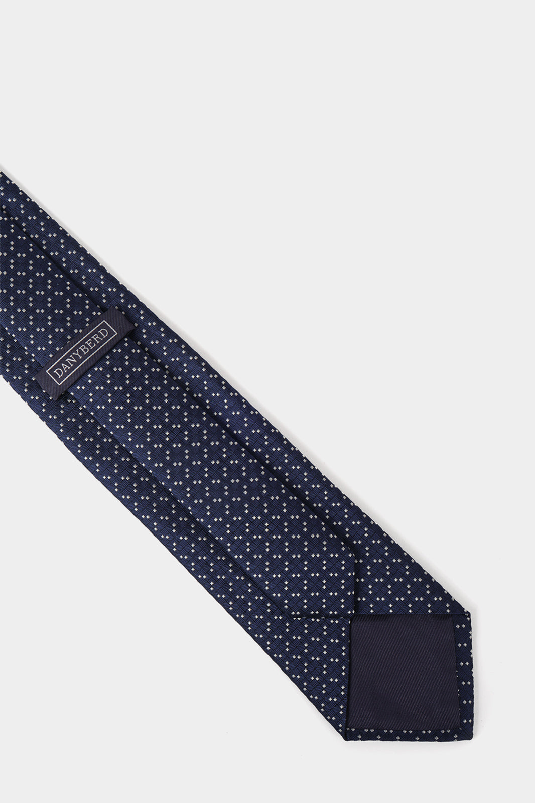 100% Silk Tie - Navy with White Dots