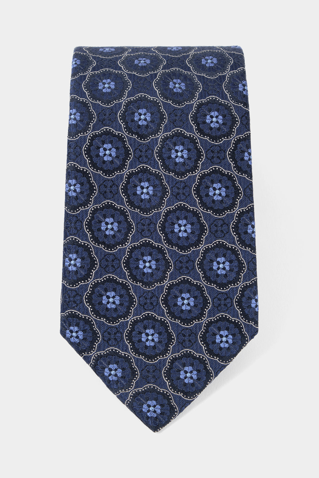 100% silk tie - Blue with floral pattern