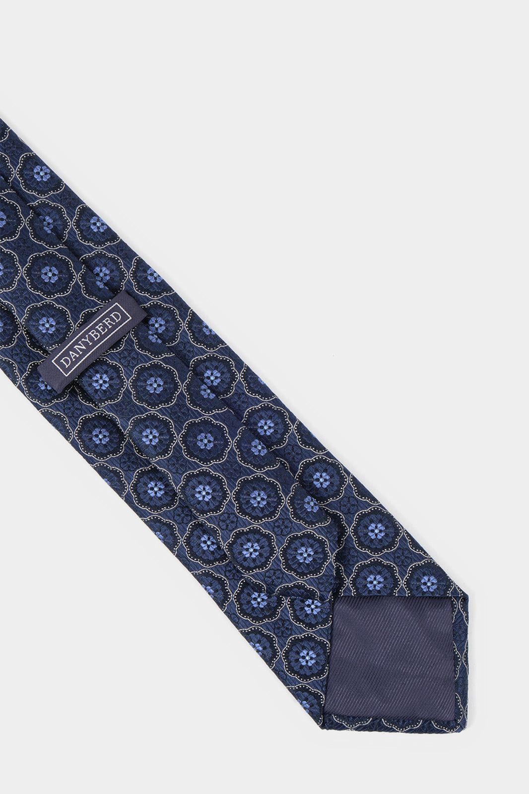 100% silk tie - Blue with floral pattern