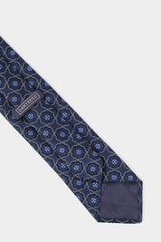 100% silk tie - Blue with floral pattern