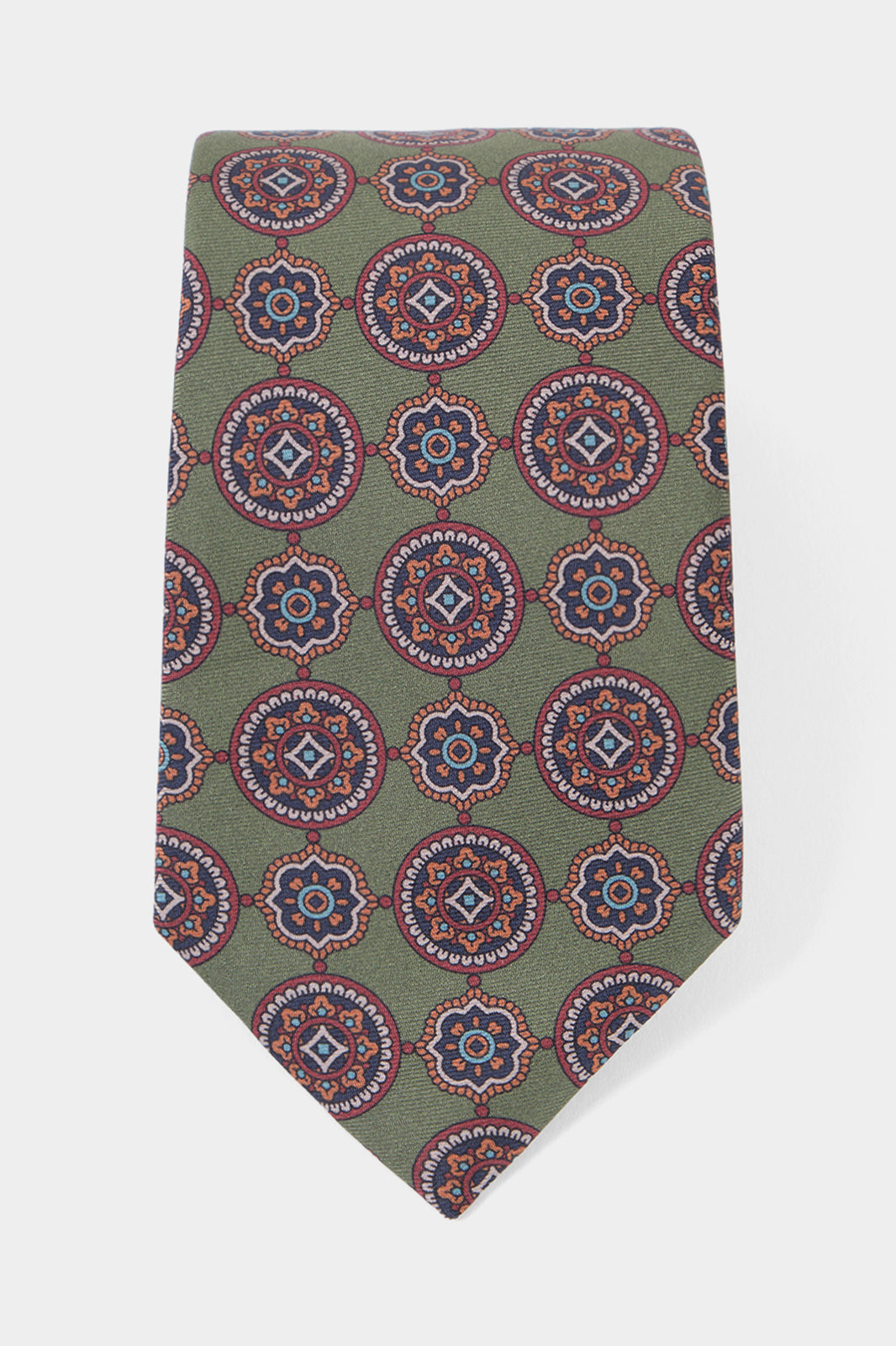 Cravate 100% soie - Vert à motifs fleurs