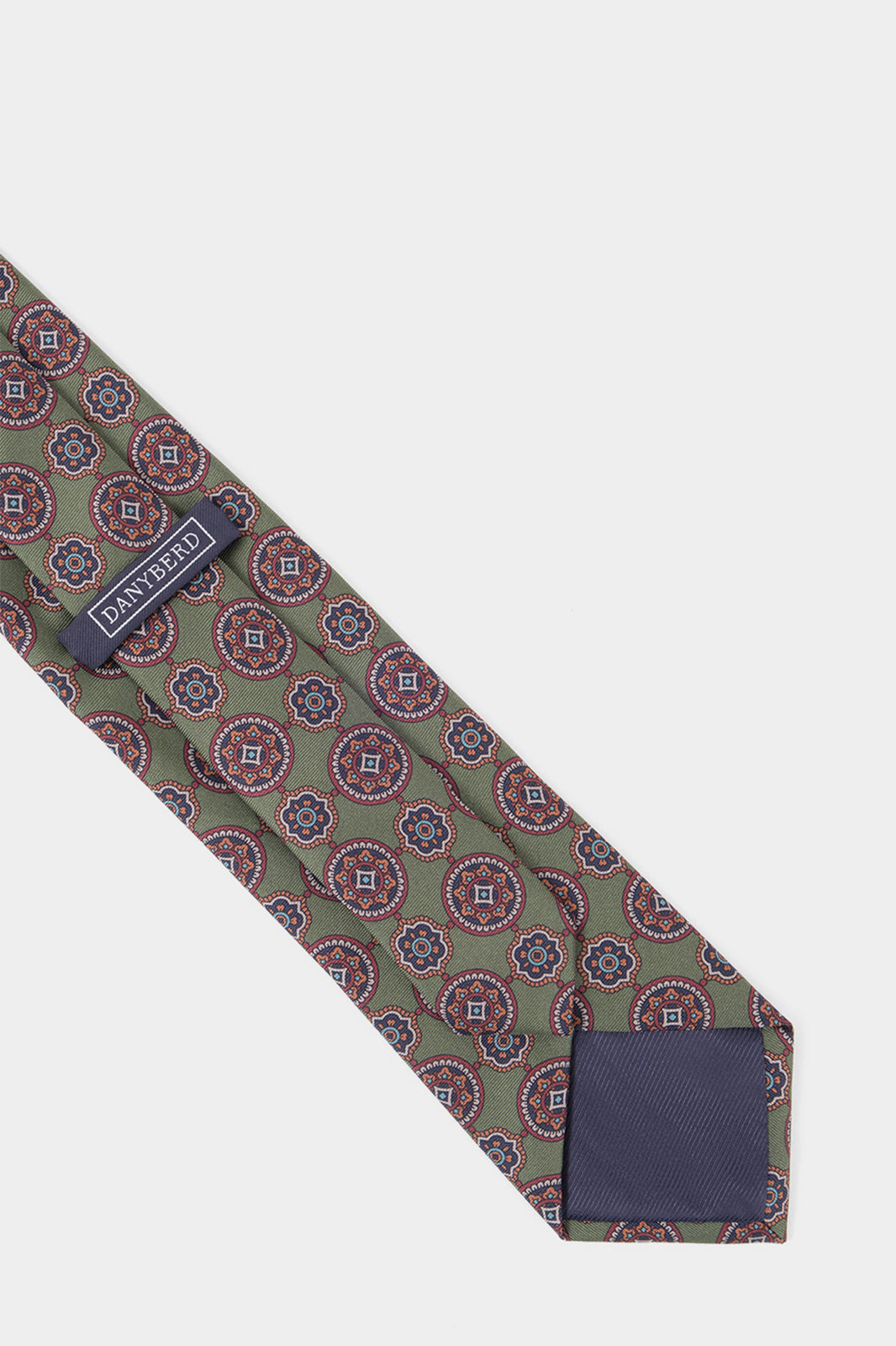 Cravate 100% soie - Vert à motifs fleurs