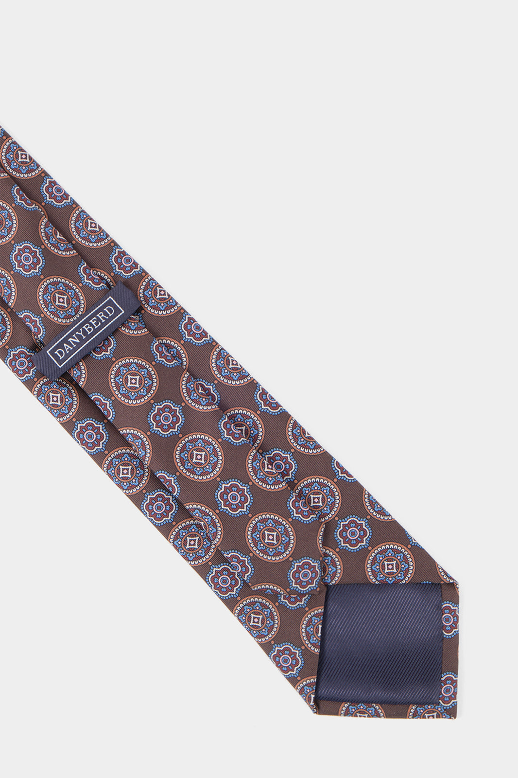 Cravate 100% soie - Marron à motifs fleurs