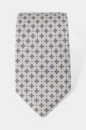 Cravate 100 % soie - Blanche à motifs