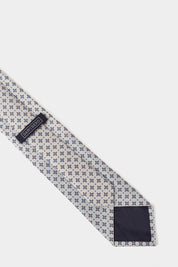 Cravate 100 % soie - Blanche à motifs