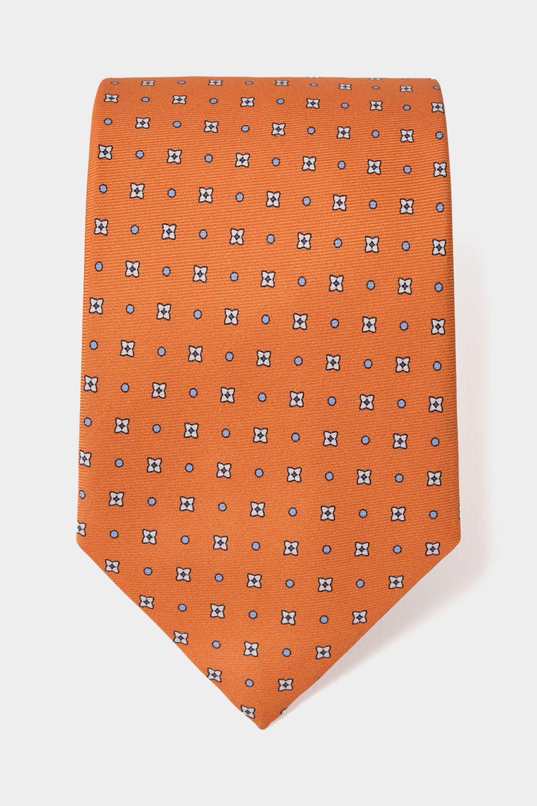 Cravate 100 % soie - Orange à motifs fleurs