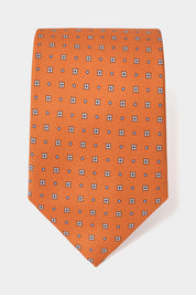 Cravate 100 % soie - Orange à motifs fleurs