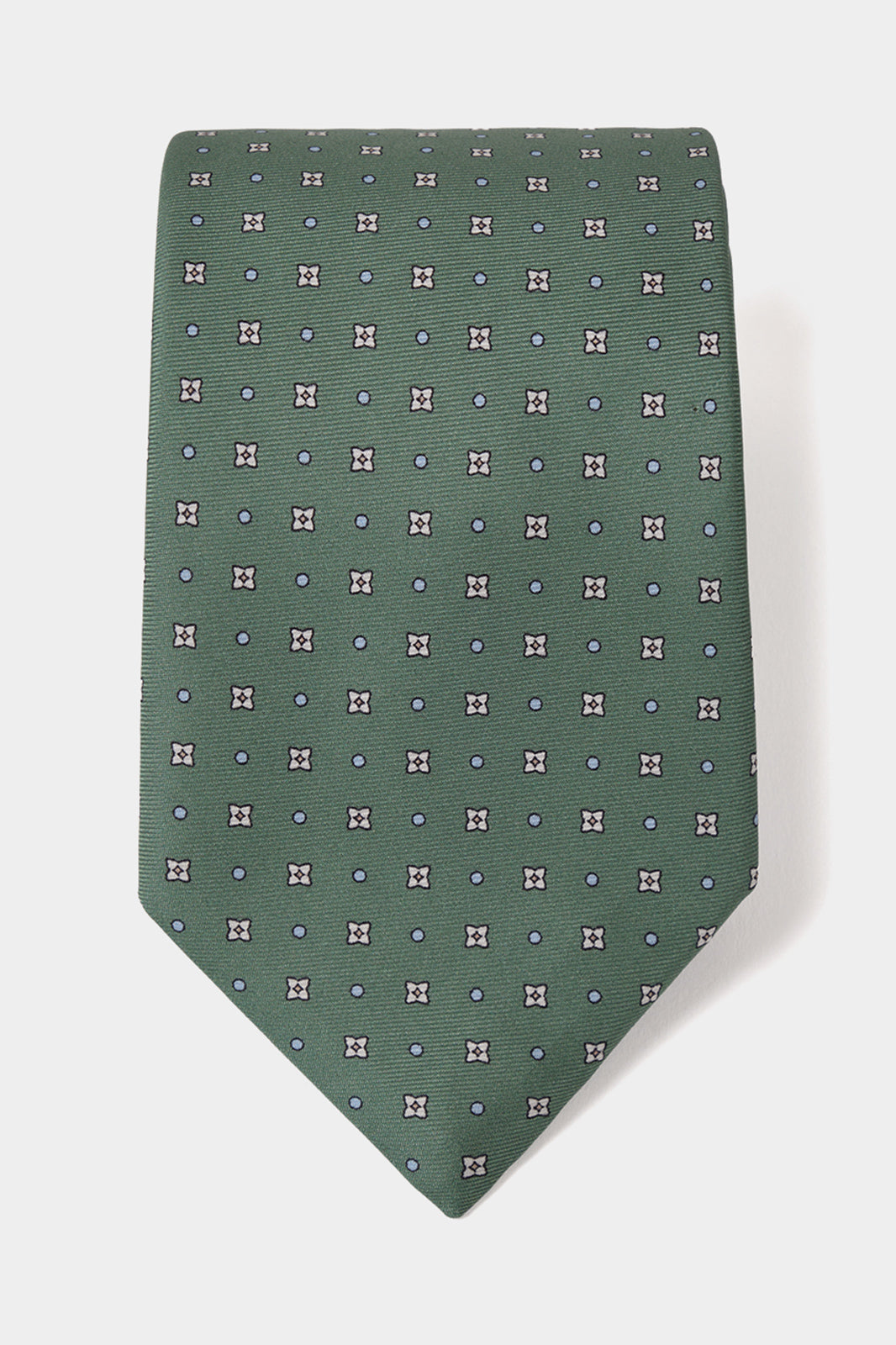 Cravate 100 % soie - Vert à motifs fleurs