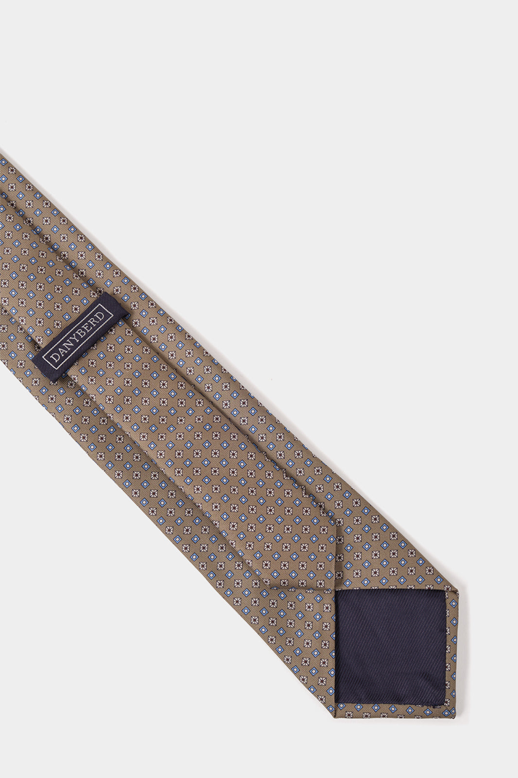 Cravate 100 % soie - Kaki à motifs géométriques