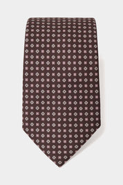 Cravate 100 % soie - Marron à motifs géométriques