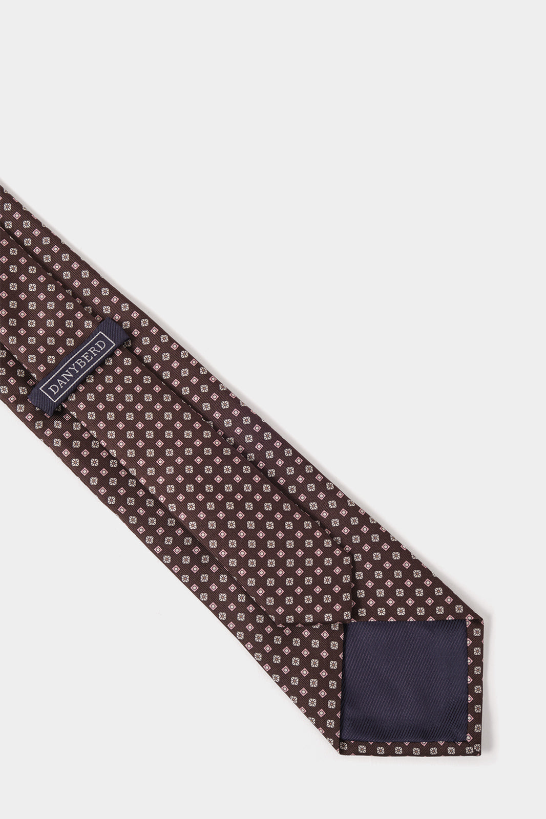 Cravate 100 % soie - Marron à motifs géométriques