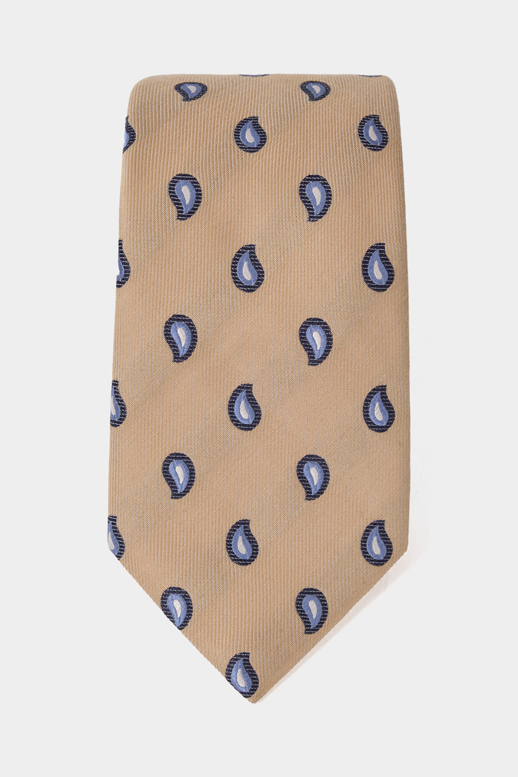 Cravate 100 % soie - Beige à motifs gouttes