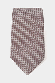 Cravate 100 % soie à motifs marron