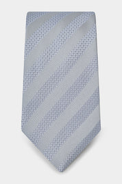 Cravate 100 % soie - Gris à larges rayures argentées