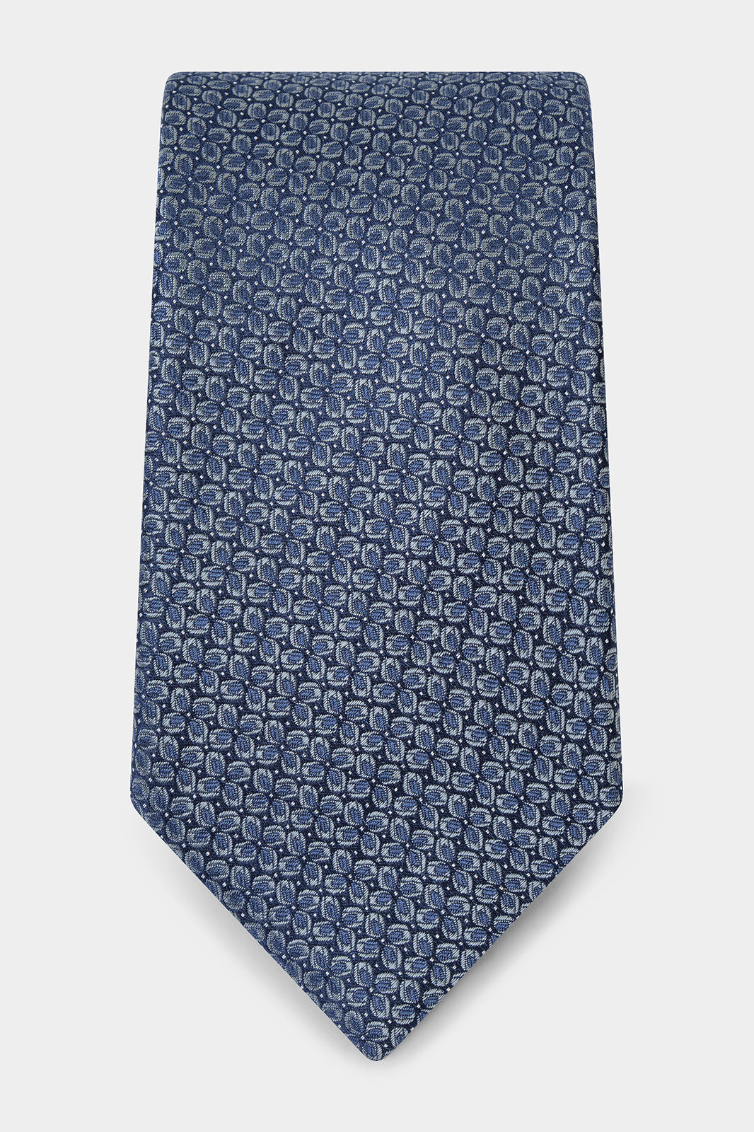 Cravate 100 % soie - Bleu marine à motifs floraux ton sur ton