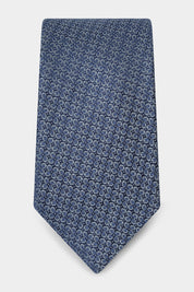 Cravate 100 % soie - Bleu marine à motifs floraux ton sur ton