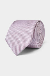 Cravate 100 % soie - Rose avec motifs perles grises
