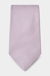 Cravate 100 % soie - Rose avec motifs perles grises