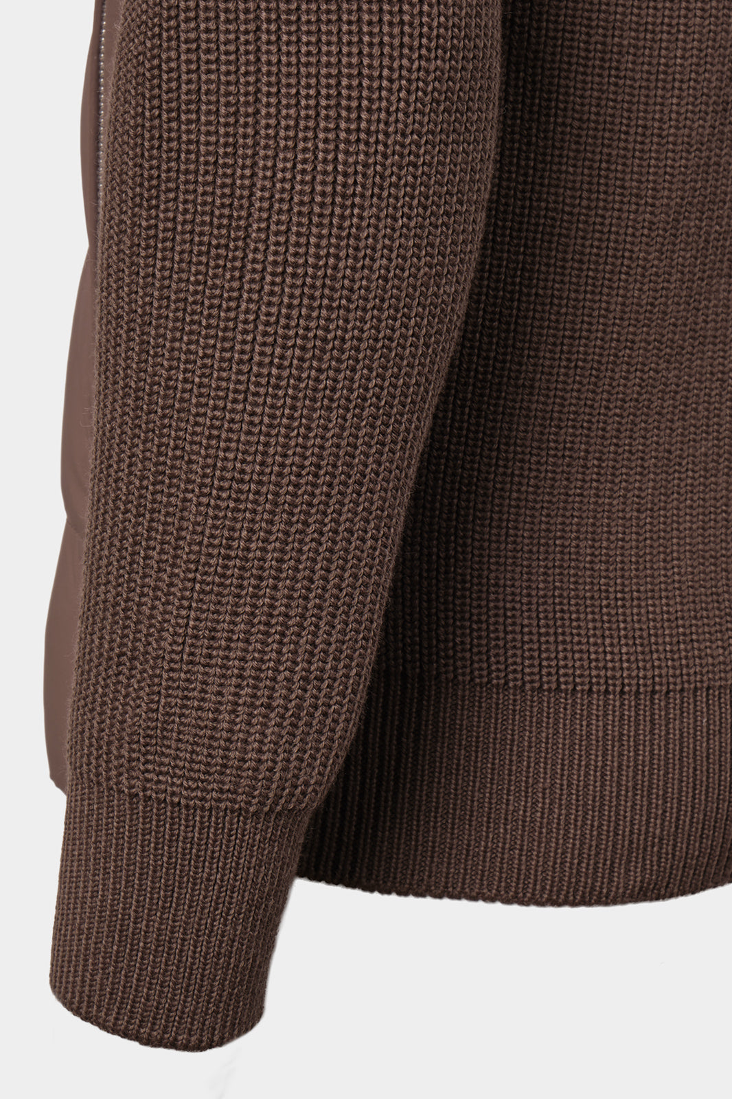 Blouson zippé bi-matière - Noisette