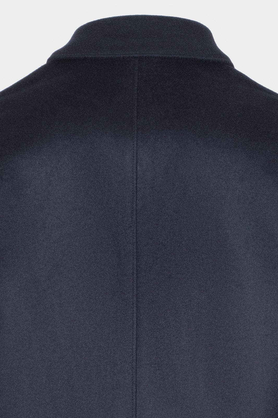 Vue de dos d'un blouson worker en marine en laine, cachemire et polyester.