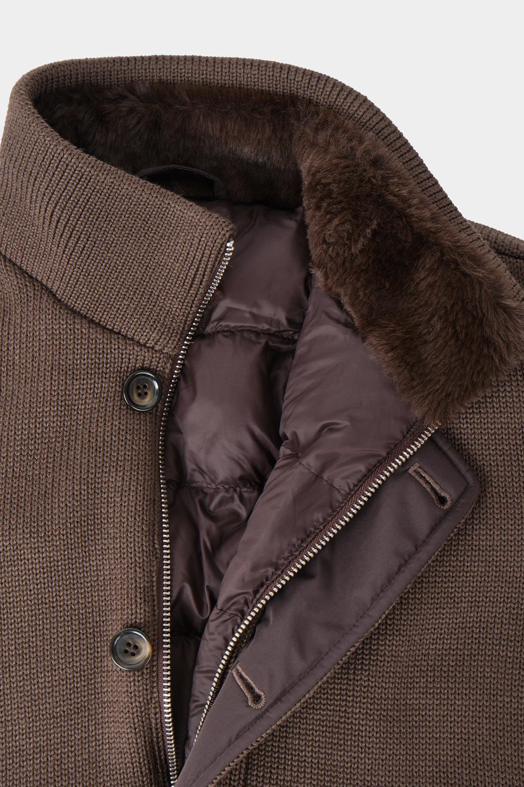 Blouson en maille matelassé - Noisette