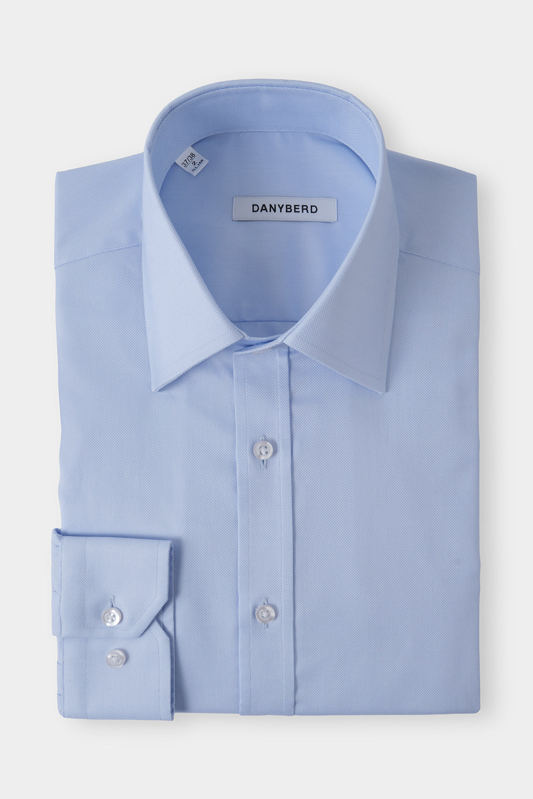 Chemise grand col français texturée couleur bleu 