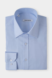 Chemise grand col français texturée couleur bleu 