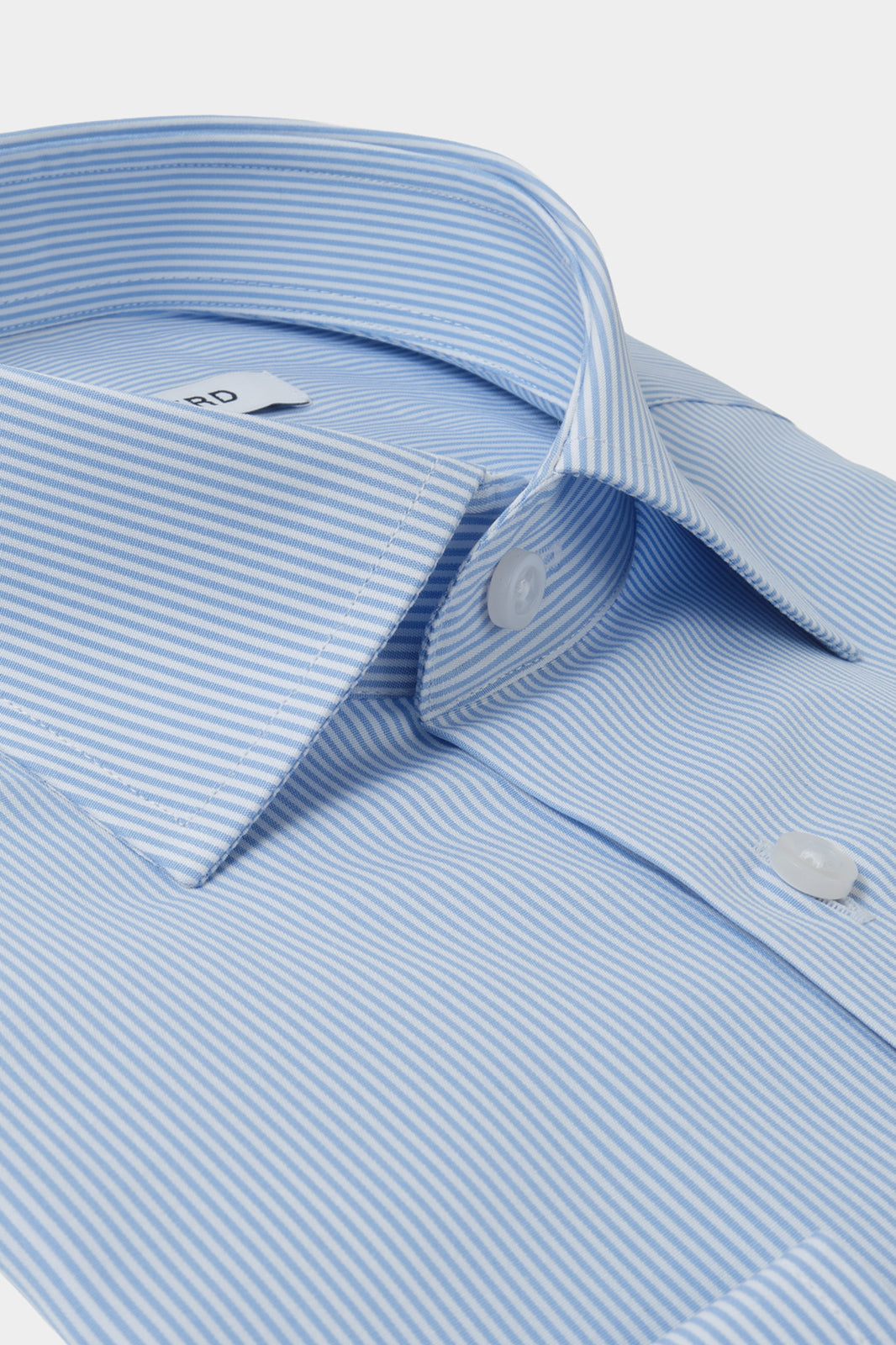 Chemise col français - Blanche à rayures bleu ciel
