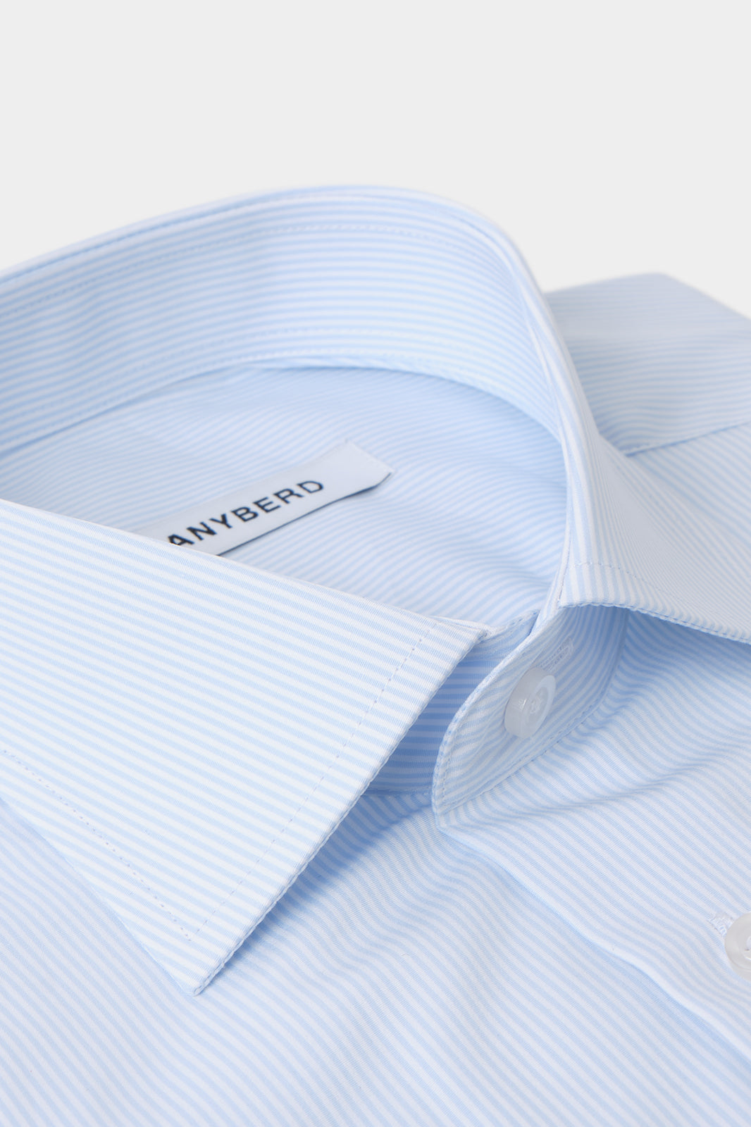 Chemise col français - Bleu à rayures blanches fines