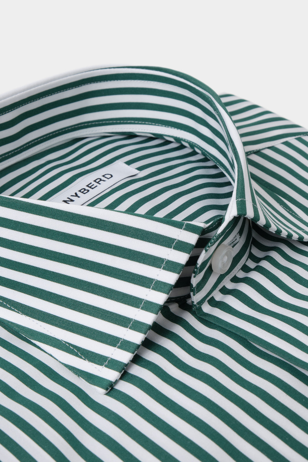French collar shirt - White with green stripes