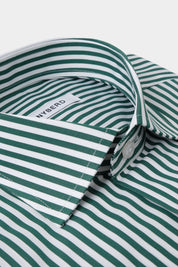 French collar shirt - White with green stripes