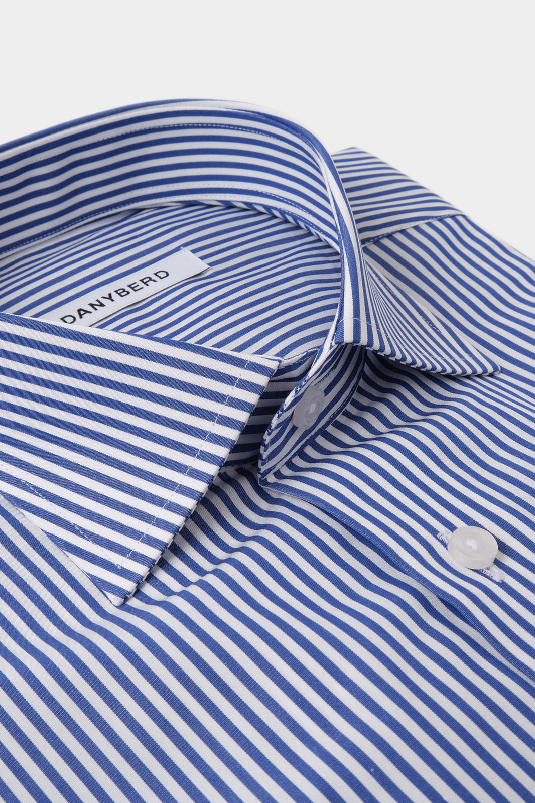 Chemise col français - Marine à rayures blanches